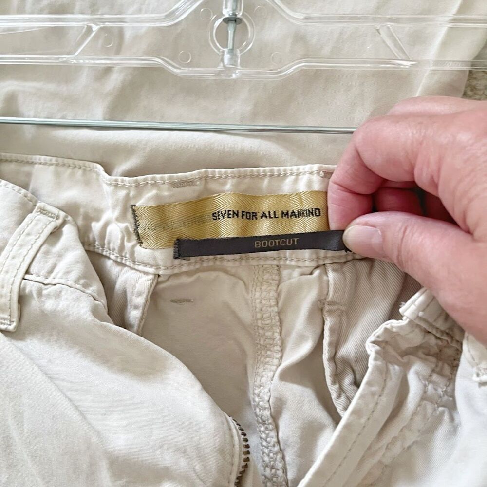 Seven For All Mankind Khaki Cottom Bootcut T6025487U Flat Front Pocket Pants - Picture 10 of 12